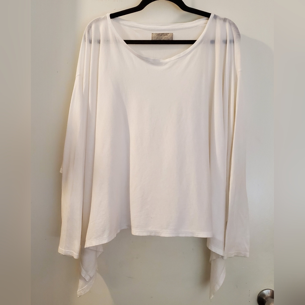 All Saints white long sleeve tee shirt, oversized, cotton / modal, US size 2
